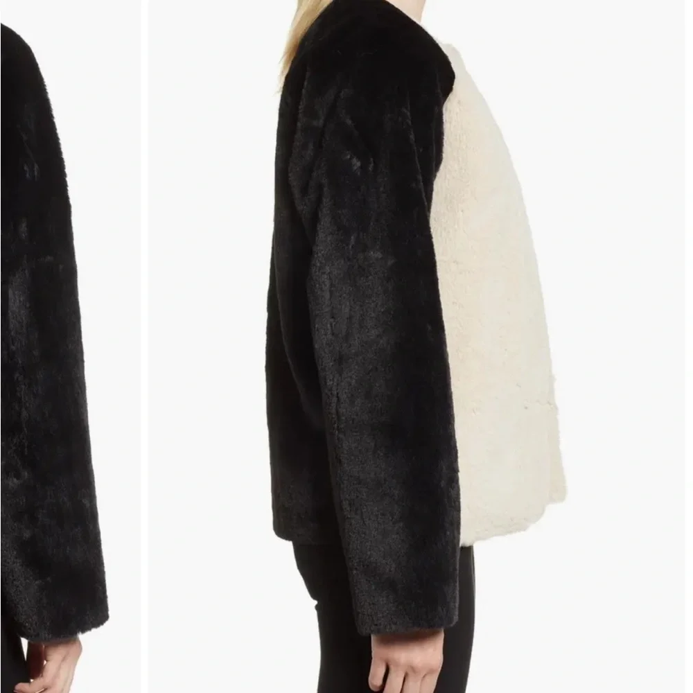 Velvet by Graham & Spencer Colorblock Faux Fur Jacket L